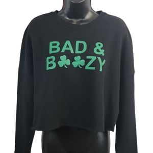 St. Patty's Day Bad & Boozy Crop Sweatshirt